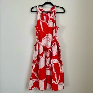 Red and White Halter Knee-Length Sundress